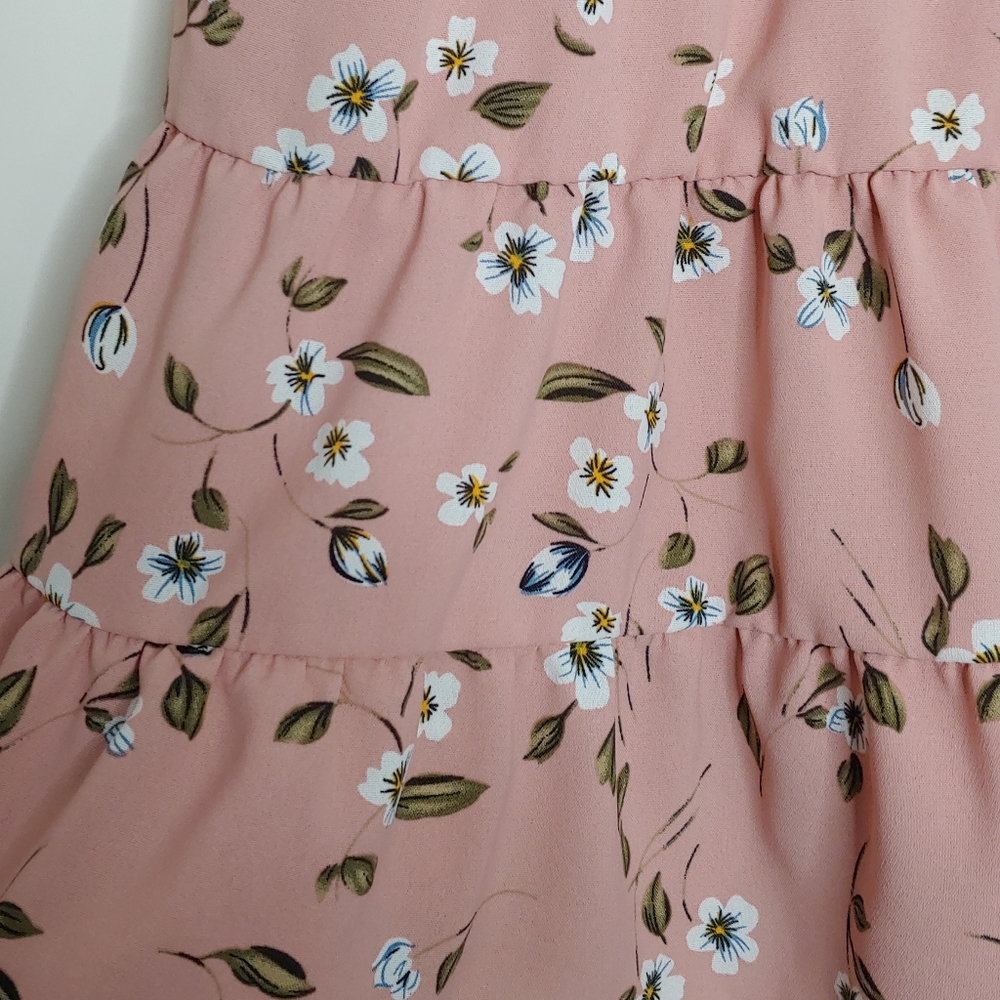 Shein Women's Spring Pink Ruffled Short Sleeve Tiered Floral Blouse Size Large - Picture 13 of 15